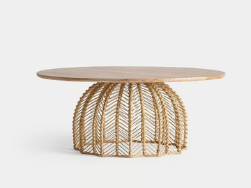 PLISSÉ RATTAN - Round mahogany and rattan coffee table by Vical Home - view 2